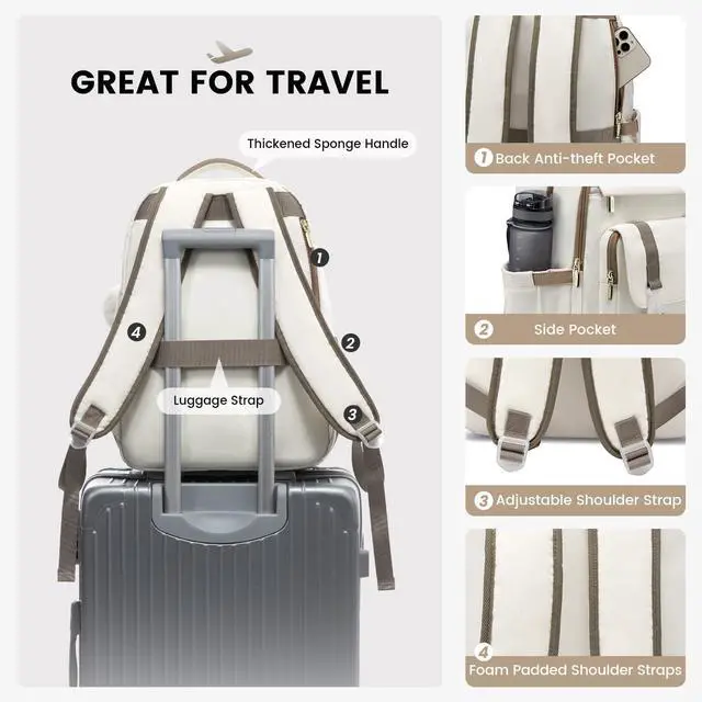 Alt view image 5 of 5 - LOVEVOOK School Backpack for Teen Girls, Student Backpack Purse for 14-16 Teenage, Cute Kid Bookbag, Back to School Backpacks Fit 15.6 Inch Laptop, Large College Travel Bag, Sky Blue