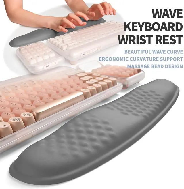 Alt view image 2 of 5 - Gleamtide 2-in-1 Ergonomic Set, Wave Keyboard Wrist Rest and Massage Slope Mouse Pad Wrist Support, Rebound Memory Foam for Relieve Carpal Tunnel Syndrome and Wrist Pain (Dark Grey)