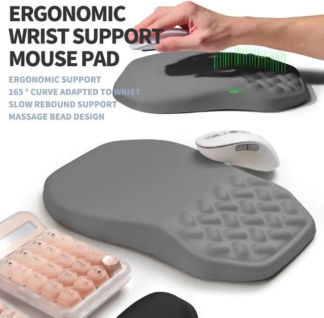 Alt view image 3 of 5 - Gleamtide 2-in-1 Ergonomic Set, Wave Keyboard Wrist Rest and Massage Slope Mouse Pad Wrist Support, Rebound Memory Foam for Relieve Carpal Tunnel Syndrome and Wrist Pain (Dark Grey)