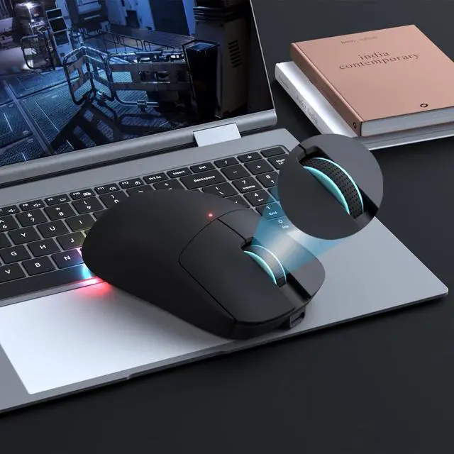 Alt view image 4 of 5 - XT624 Wireless Bluetooth Mouse, LED Rechargeable Ergonomic with Multi Mode 2.4G Wireless USB +BT1+BT2, Portable Bluetooth Mouse for Laptop PC Computer (White)