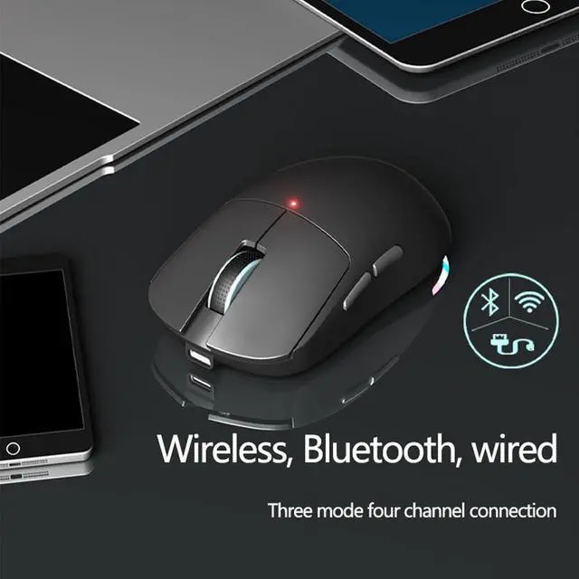 Alt view image 5 of 5 - XT624 Wireless Bluetooth Mouse, LED Rechargeable Ergonomic with Multi Mode 2.4G Wireless USB +BT1+BT2, Portable Bluetooth Mouse for Laptop PC Computer (White)