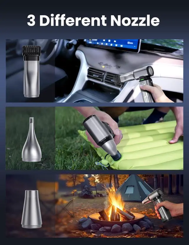 Alt view image 5 of 5 - Compressed Air Duster-300000RPM Super Power Cordless Electric Air Duster, Stepless Adjustment & 3-Gear Adjustable Rechargeable Brushless Motor Air Blower for Computer, Keyboard, House, Outdoor and Car