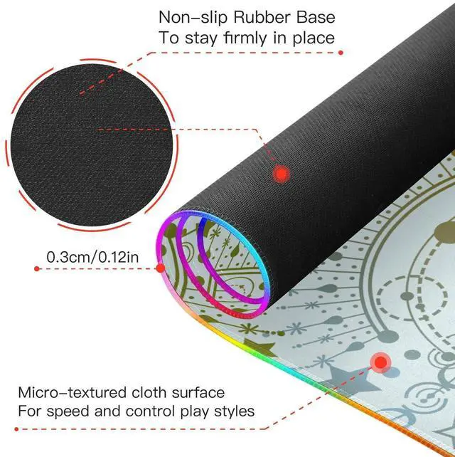 Alt view image 4 of 5 - Gaming Mouse Pad Wireless Charging with 16 Led Light Modes with Premium Smooth Surface(Starry Sky Print,31.5x11.8in,White)