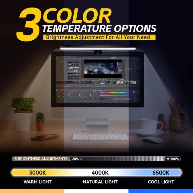 Alt view image 2 of 5 - Led Desk Lamp for Office Home Computer Monitor Light Bar USB Powered Monitor Lamp Adjustable Color Temperature Brightness Laptop LED Screen Light Bar USB Led Light for College Game Reading Accessories