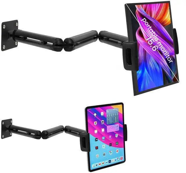 Main image of Tablet Wall Mount Holder for ipad,Portable Monitor Stand Holder for 15.6''Max,Aluminum Alloy 3 Arms,Extend Long and Foldable Tablet Mount,Work for 4.7''-12.9" Max iPad,Kindle