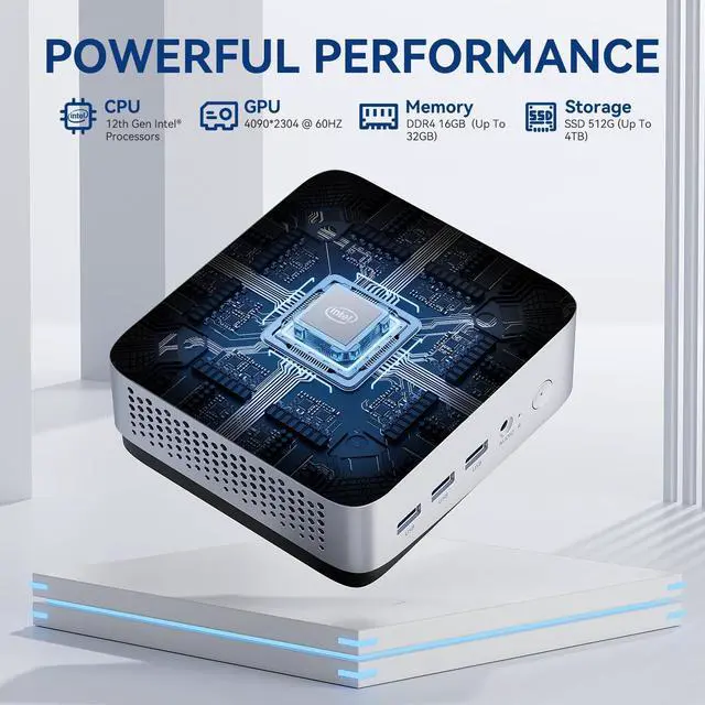 Alt view image 2 of 5 - leaderhub LP5C Mini PC i5-12450HX(Turbo 4.4 GHz) 16GB DDR4 X2 512GB (UP to 4TB) M.2 NVMe SSD, Mini Computers, USB 3.2, WiFi 6, BT5.2, RJ45 2.5G/ 4K Triple Display Desktop PC