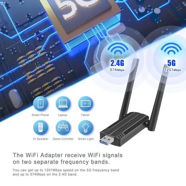 Alt view image 3 of 5 - Wireless USB WiFi 6 Adapter for PC - 802.11ax USB Adapter AX1800 PC Wifi Adapter for desktop laptop Dual Band Wireless Adapter Wifi Dongle for Windows 7/10/11 Wireless Network Adapter for PC Computer
