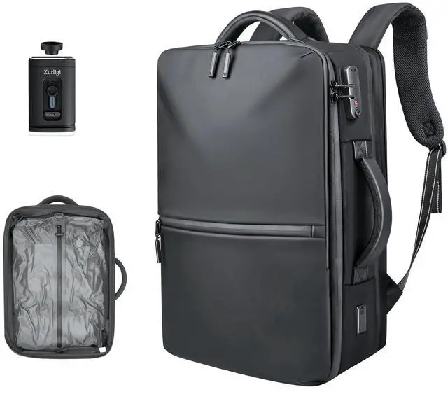 Main image of Zurligi Vacuum Backpack Travel - 60L Expandable Airback Vacuum Seal Compression Backpack with Pump, Vacpack, Water Resistant, TSA Lock, for Hiking, Camping, Outdoor, Business