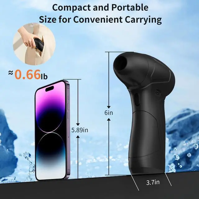 Alt view image 2 of 5 - PinaiIon Rechargeable Compressed Air Duster for PC Computer, Cordless Mini Air Blower Portable, Super Powerful Dust Blower Speed Adjustable, Air Duster for Home, Outdoor, Leaf, Keyboard, Car Cleaning