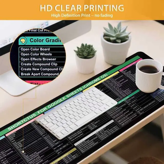 Alt view image 3 of 5 - Mouse Pad with Shortcuts for Google Sheets Cheat Sheet Mousepad - Chrome OS,Large Size XL Gaming Pad for Mouse and Keyboard, High Definition Printing, Stitching,Washable, Anti Slip