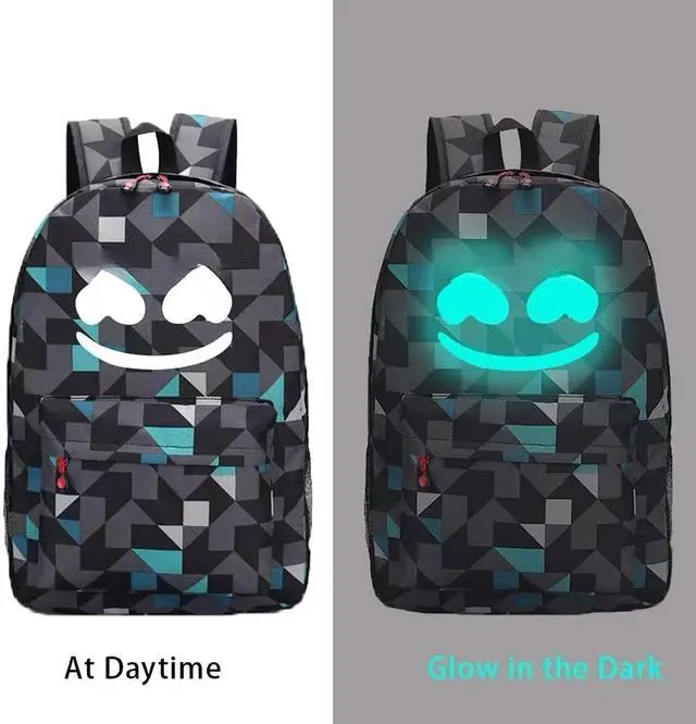 Alt view image 2 of 2 - TitervctoIlluminated Smiley Backpack + DJ Music Bracelet Christmas Gift,Fashion Laptop Backpack,Travel Schoolbag,Outdoor Backpacks