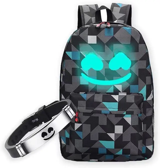 Main image of TitervctoIlluminated Smiley Backpack + DJ Music Bracelet Christmas Gift,Fashion Laptop Backpack,Travel Schoolbag,Outdoor Backpacks