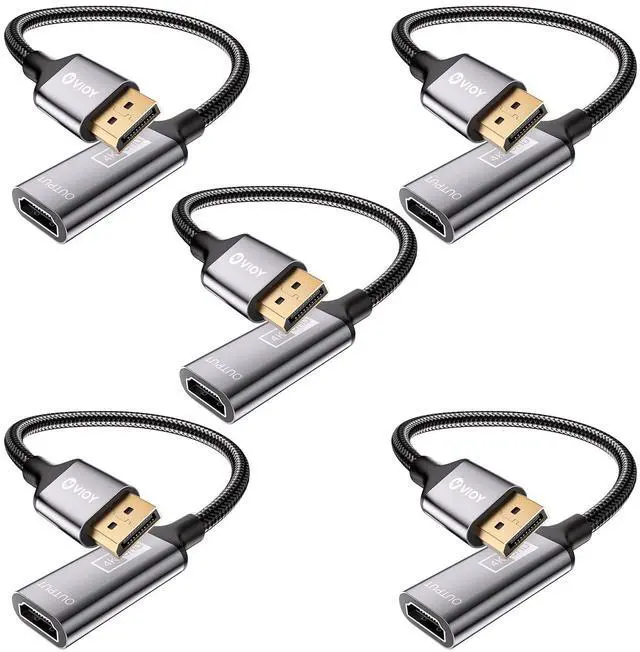 Main image of VIOY Displayport to HDMI Adapter 5 Pack, 4K@30HZ Uni-Directional DP (Source) Male to HDMI (Display) Female, 1080P@120HZ Display Port Adapter for Monitor, AMD, NVIDIA, HP, Dell, Lenovo