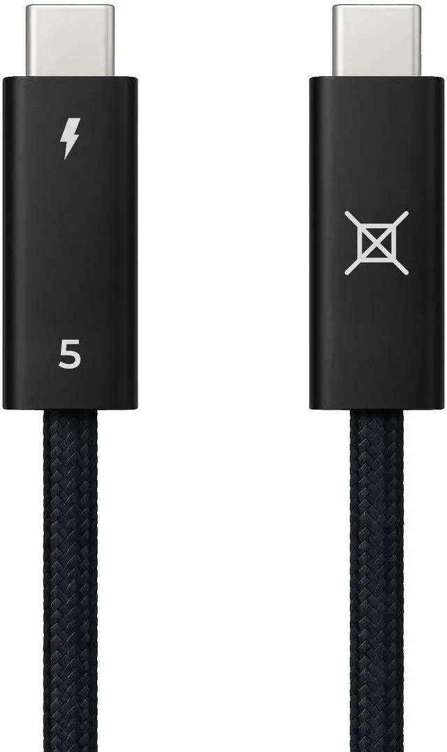 Main image of Aiox Thunderbolt 5 Cable, USB-C to USB-C, 80Gbps Data Transfer, 240W Fast Charging, Supports 16K/8K/4K Displays, Nylon Braided (1.5m/4.92ft)  Black