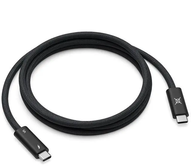 Alt view image 3 of 5 - Aiox Thunderbolt 5 Cable, USB-C to USB-C, 80Gbps Data Transfer, 240W Fast Charging, Supports 16K/8K/4K Displays, Nylon Braided (1.5m/4.92ft)  Black