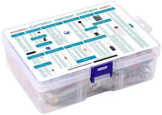 Alt view image 3 of 5 - Minidodoca Electronic Component Kit & Total 2038 Pcs, LED Diodes, Metal Film Resistors, Electrolytic Capacitor Package,Diodes, Ceramic Capacitors,IC,PCB,Digital Tube, Common Transistor Assortment Box