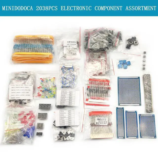 Alt view image 5 of 5 - Minidodoca Electronic Component Kit & Total 2038 Pcs, LED Diodes, Metal Film Resistors, Electrolytic Capacitor Package,Diodes, Ceramic Capacitors,IC,PCB,Digital Tube, Common Transistor Assortment Box