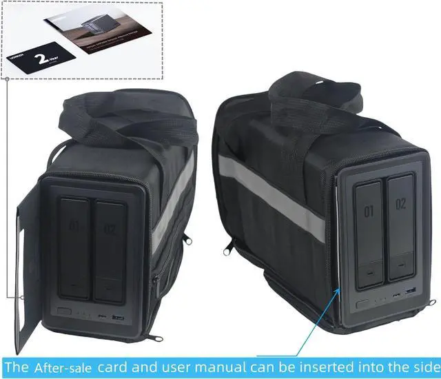 Alt view image 4 of 5 - AF-WAN Carry Bag Dust Cover For UGREEN NASync DXP2800 2-Bay Desktop NAS,1680D Heavy-Duty Oxford Fabric, Side Access, Ventilated Design with Storage Pockets for Hard Drive Tools & Cables