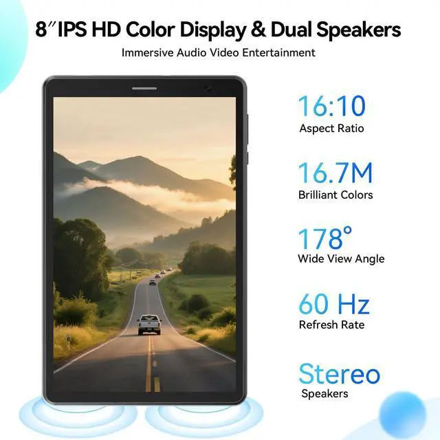 Alt view image 5 of 5 - Topsand 8 Inch Android 15 Tablet with Sim Card Slot Uncloked, Cellular Tablet Phone with 4G LTE, Octa Core,12GB RAM 64GB ROM 2TB TF Expandable, 5G WiFi, 8MP Camera, 5100mAh, Tableta with Case(Blue)