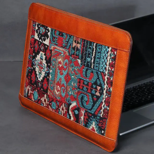 Alt view image 3 of 5 - CPNVWA Genuine Leather Laptop Sleeve Compatible with MacBook Air 13 M4 M3 M2 M1 2025-2018MacBook Pro M2 M1 2025-2016,13" - 13.6" Laptops Protective Cover,Brown