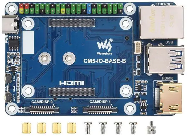 Main image of Mini Base Board for Raspberry Pi CM5 Lite/eMMC, Compute Module 5 Mini IO Board with Gigabit Eth/40PIN GPIO/M.2 M Key/USB 3.2/USB 2.0/HDMI Interface etc. Onboard EEPROM and Encryption Chip