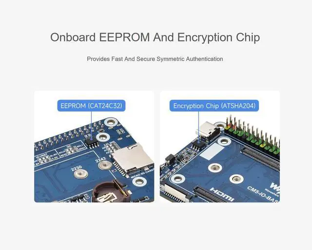 Alt view image 5 of 5 - Mini Base Board for Raspberry Pi CM5 Lite/eMMC, Compute Module 5 Mini IO Board with Gigabit Eth/40PIN GPIO/M.2 M Key/USB 3.2/USB 2.0/HDMI Interface etc. Onboard EEPROM and Encryption Chip