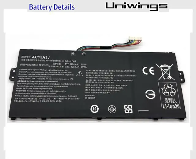 Alt view image 4 of 5 - Uniwings AC15A3J AC15A8J New Laptop Battery Replacement for Acer Chromebook 11 CB3-131 Series,Chromebook R11 CB5-132T Series,Chromebook C738T Series