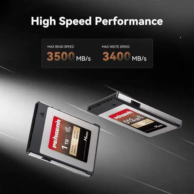 Alt view image 5 of 5 - PERGEAR 1TB Cfexpress 4.0 Type B Memory Card(Master Series),3500MB/s Write Speed & 3400MB/s Read Speed,8k RAW Video Recording & Photo,Compatible with C500 Mark III,1DX Mark III;Z6,Z7II,Z9,D850;DC-S1