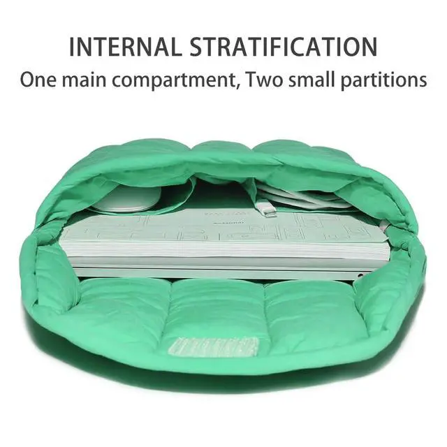 Alt view image 3 of 5 - Puffy Laptop Sleeve 11-12 Inch Light Green, Protective Carrying Case for Men and Women, Cute Case Bag Compatible with 11 and 12 Inch Laptops, 10.9" Ipad 10, 10.2" Ipad 7 8 9 in Cover