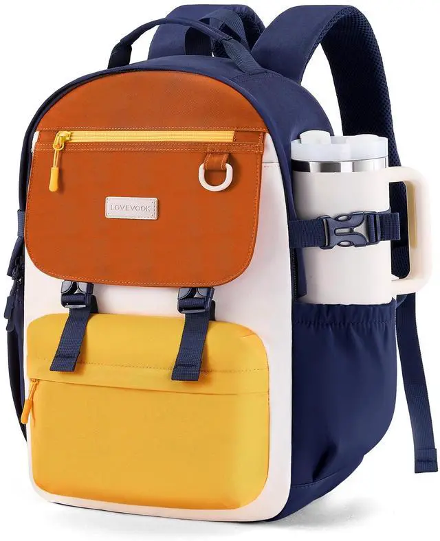 Main image of LOVEVOOK School Backpack for Girls with Large Tumbler Holder Pockets, Student Cute Bookbag 17.3 inch Laptop Daypack for Middle School Teen, Waterproof College Travel Bag for Women