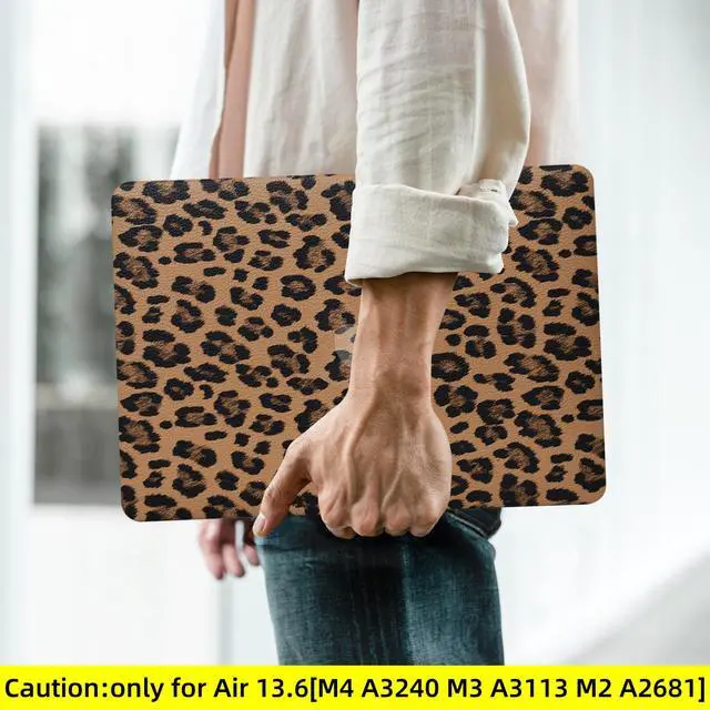 Alt view image 3 of 5 - BYCeKe Compatible with MacBook Air 13.6 inch Case 2022-2025 M4 A3240 M3 A3113 M2 A2681,for Mac Air 13 Leather Cheetah Print Tortoise Shell Case & Keyboard Cover for MacBook Air13 M4,Leopard Brown