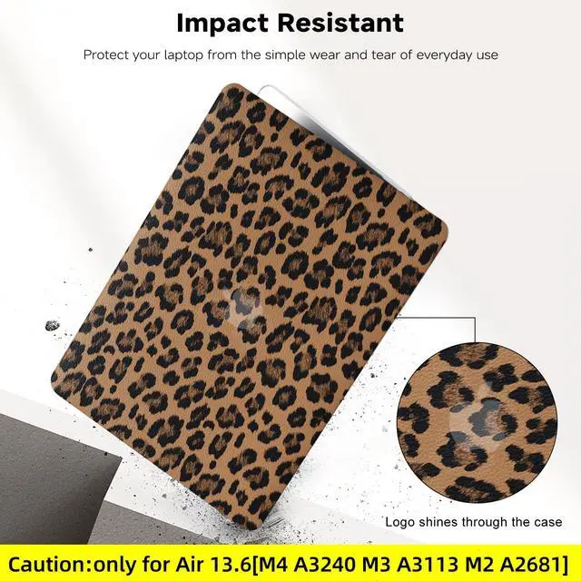 Alt view image 4 of 5 - BYCeKe Compatible with MacBook Air 13.6 inch Case 2022-2025 M4 A3240 M3 A3113 M2 A2681,for Mac Air 13 Leather Cheetah Print Tortoise Shell Case & Keyboard Cover for MacBook Air13 M4,Leopard Brown