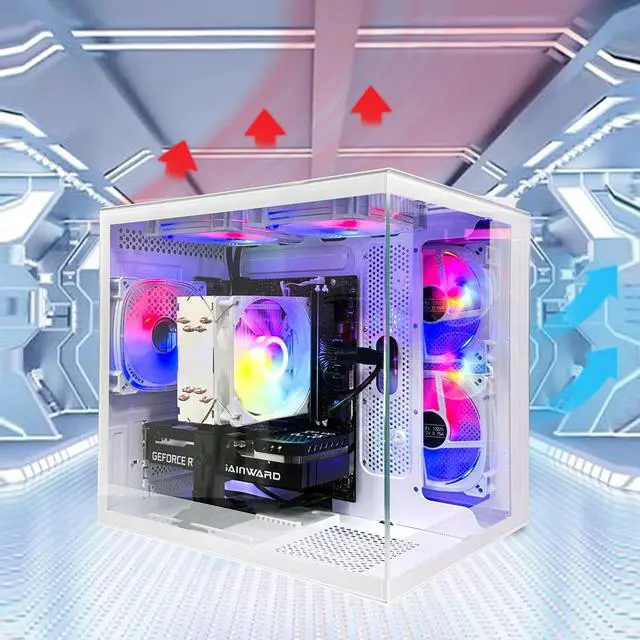 Alt view image 3 of 5 - suevery Gaming PC Core I5-12400F(6Cores Up to 4.4G) RTX 3050 6G Nvme SSD 1TB 32GB RAM 650W WiFi 6 Prebuilt Towers Desktop Computer White