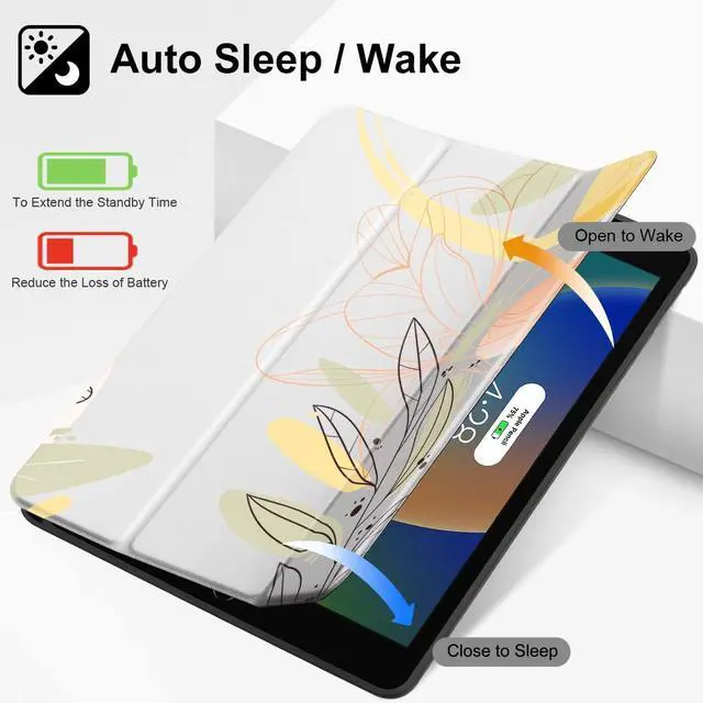 Alt view image 3 of 5 - Mektron Designed Printed iPad 10.2" Case 9th Gen (2021)/ 8th Gen (2020)/ 7th Gen (2019) with Pencil Holder, Slim Stand Protective Case with Soft TPU Back for iPad 10.2 Inch, Orange Floral