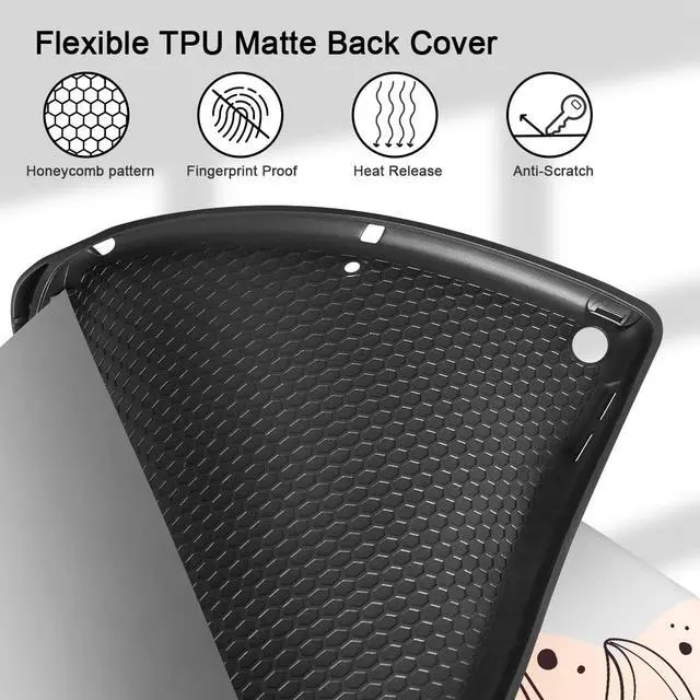 Alt view image 5 of 5 - Mektron Designed Printed iPad 10.2" Case 9th Gen (2021)/ 8th Gen (2020)/ 7th Gen (2019) with Pencil Holder, Slim Stand Protective Case with Soft TPU Back for iPad 10.2 Inch, Orange Floral