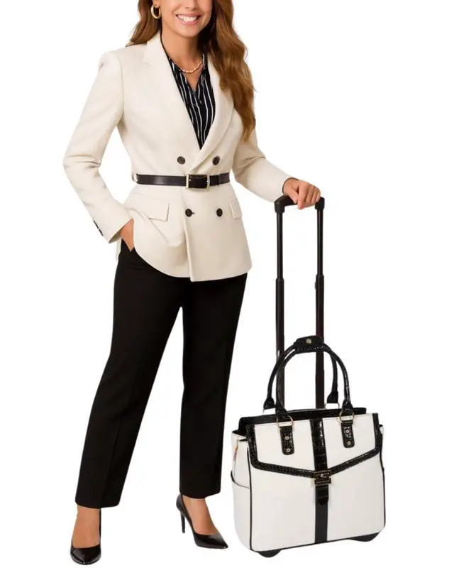 Alt view image 2 of 5 - JKM & Company Rolling Laptop Bag for Women | Designer Wheeled Briefcase | Fits 13-17" Laptops | Office Travel Computer Case (Starlet)