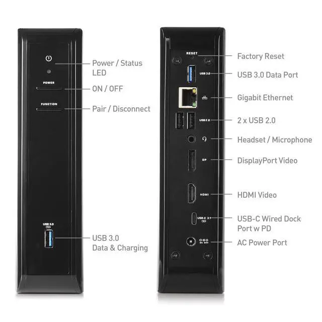 Alt view image 3 of 5 - [Intel Certified] Cable Matters Dual Display USB-C Dock Supporting Wireless Dock for Windows Computers
