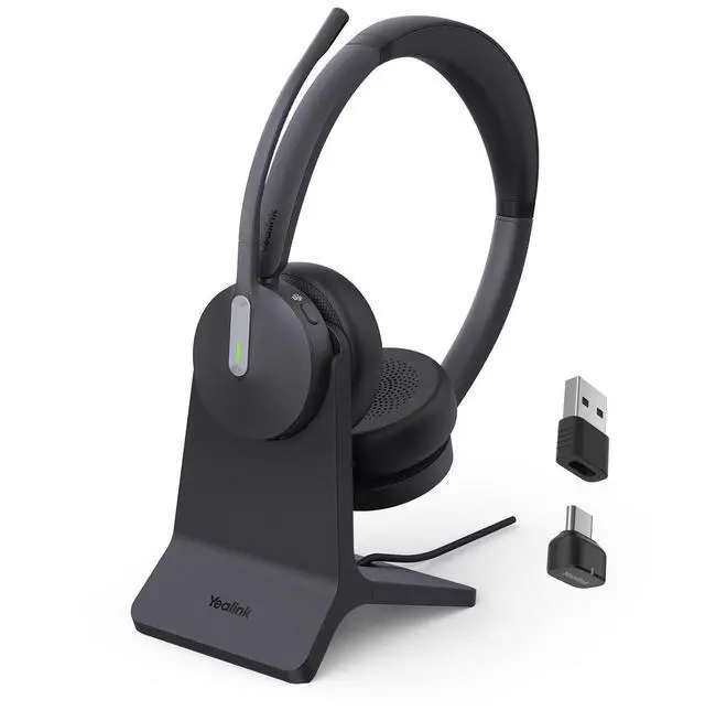 Main image of Yealink BH70 with Stand, Wireless Bluetooth Headset with Microphone for Work, Up to 35 Hours Talk Time, Teams Certified, 90 Minutes Quick Charging, USB-C/A Adapter, No Power Adapter Required