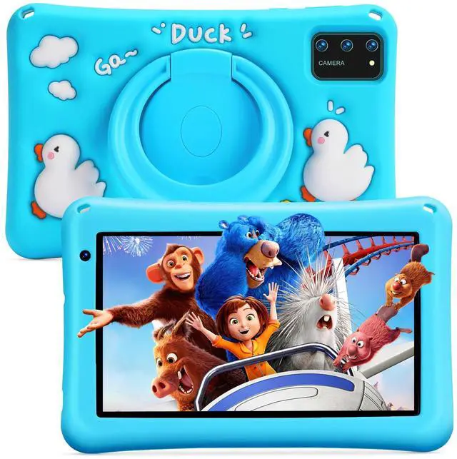 Main image of BISAIKASOW Kids Tablet 7 inch, Android 13, 8GB RAM 64GB ROM Expandable, Octa-Core, 5800mAh Battery, Parental Control, WiFi, Dual Camera, Preloaded Educational Apps, with Drop-Proof Case (Blue)