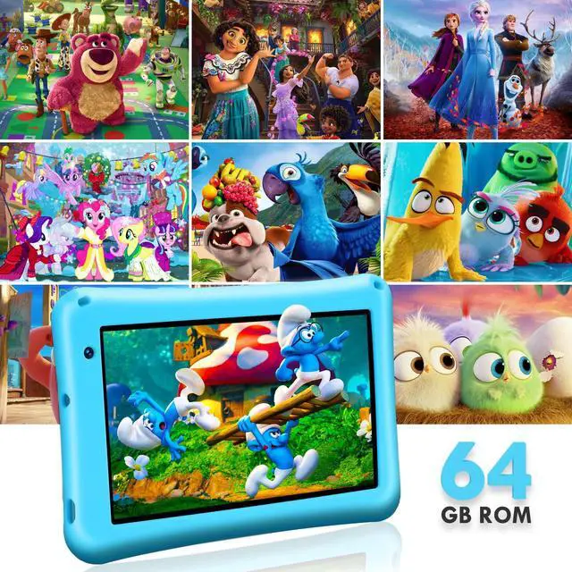 Alt view image 3 of 4 - BISAIKASOW Kids Tablet 7 inch, Android 13, 8GB RAM 64GB ROM Expandable, Octa-Core, 5800mAh Battery, Parental Control, WiFi, Dual Camera, Preloaded Educational Apps, with Drop-Proof Case (Blue)
