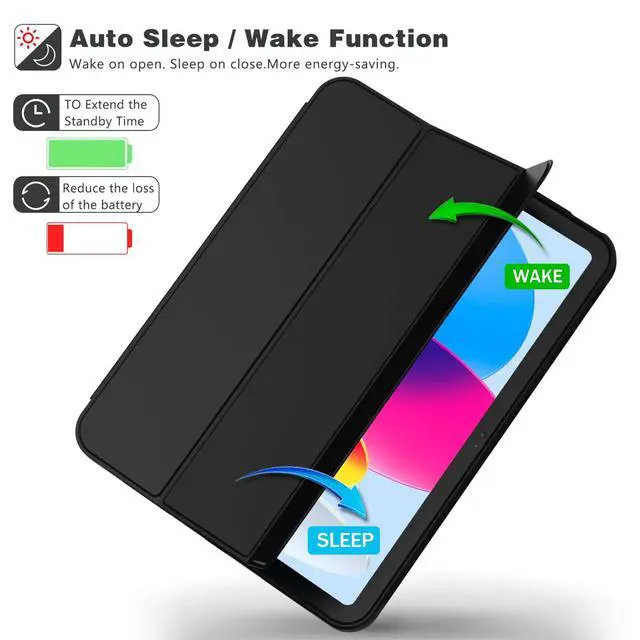 Alt view image 4 of 5 - iMieet iPad (A16) Case/iPad 10th Generation Case [11-Inch 2025/10.9 Inch 2022] with Pencil Holder, Trifold Stand Smart Cover with Soft TPU Back,Auto Wake/Sleep(Black)