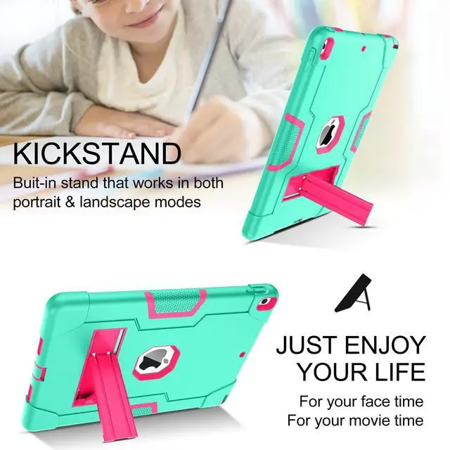Alt view image 5 of 5 - BENTOBEN for iPad Air 3rd Generation Case, iPad Pro 10.5" 2017 Case, 3 Layers Heavy Duty Shockproof Kickstand Protective Tablet Cover for iPad Air 3 10.5" 2019 /iPad Pro 10.5" 2017, Green/Rose Red