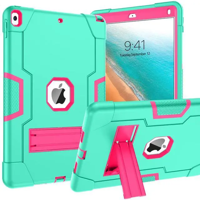Main image of BENTOBEN for iPad Air 3rd Generation Case, iPad Pro 10.5" 2017 Case, 3 Layers Heavy Duty Shockproof Kickstand Protective Tablet Cover for iPad Air 3 10.5" 2019 /iPad Pro 10.5" 2017, Green/Rose Red
