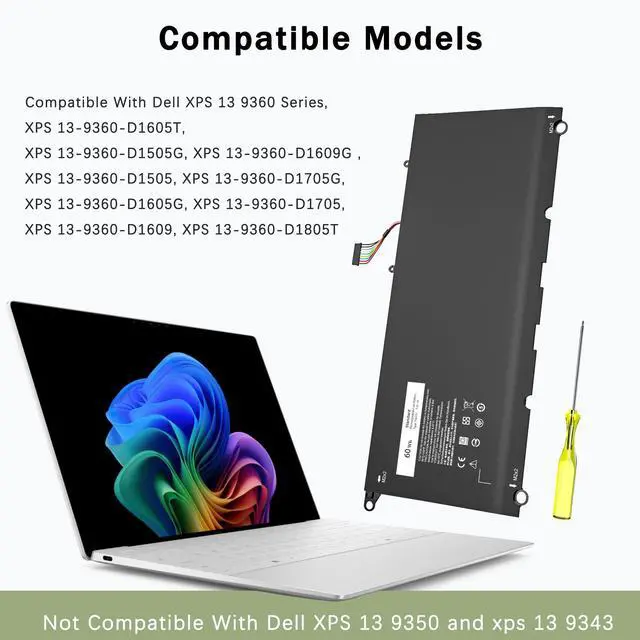 Alt view image 5 of 5 - YBRUZRUB New PW23Y 0PW23Y Laptop Battery Compatible with Dell XPS 13 9360 13-9360-D1605G 13-9360-D1605T 13-9360-D1609 13-9360-D1609G 13-9360-D1705G Series TP1GT 0TP1GT RNP72 0RNP72 P54G002