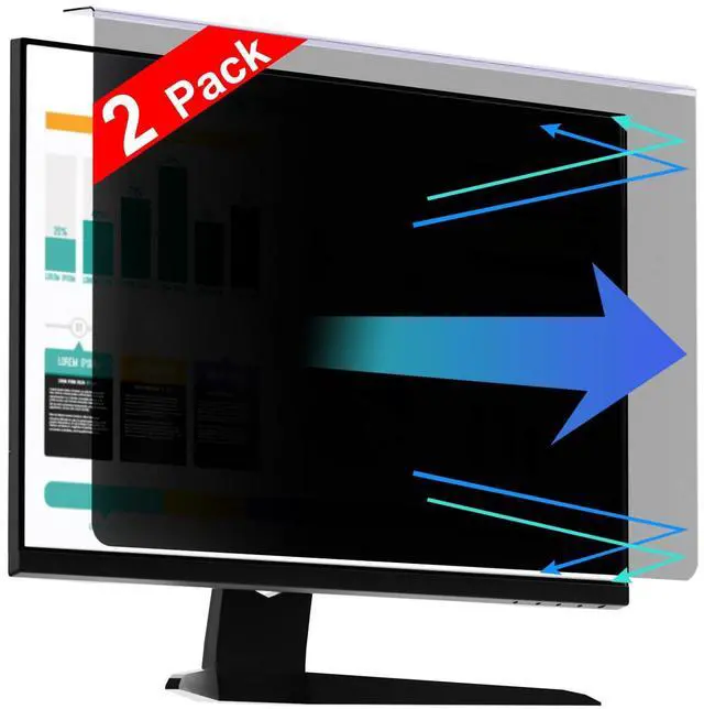 Main image of 2 Pack 24 Inch Privacy Screen Protector (Compatible with 23", 23.6", 23.8") for 16:9/16:10 Widescreen Monitors-Blue Light Blocking,Hanging Design, Anti-Scratch for Desktop Computers
