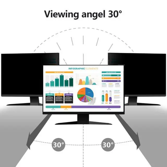 Alt view image 3 of 5 - 2 Pack 24 Inch Privacy Screen Protector (Compatible with 23", 23.6", 23.8") for 16:9/16:10 Widescreen Monitors-Blue Light Blocking,Hanging Design, Anti-Scratch for Desktop Computers