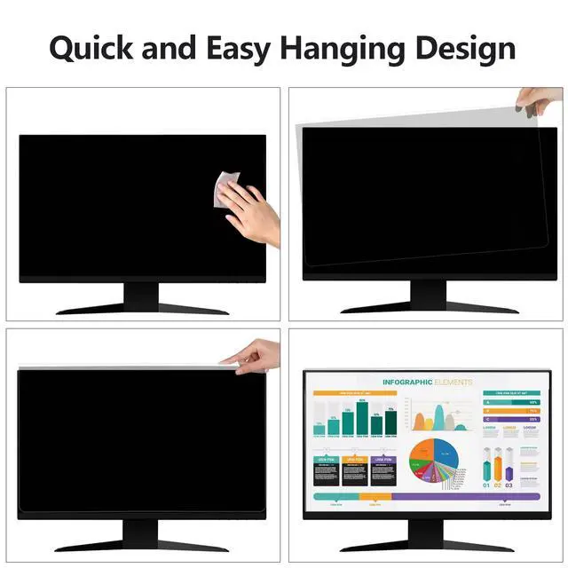 Alt view image 5 of 5 - 2 Pack 24 Inch Privacy Screen Protector (Compatible with 23", 23.6", 23.8") for 16:9/16:10 Widescreen Monitors-Blue Light Blocking,Hanging Design, Anti-Scratch for Desktop Computers