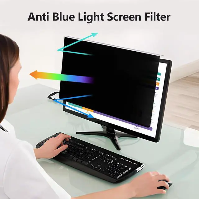 Alt view image 4 of 5 - 2 Pack 24 Inch Privacy Screen Protector (Compatible with 23", 23.6", 23.8") for 16:9/16:10 Widescreen Monitors-Blue Light Blocking,Hanging Design, Anti-Scratch for Desktop Computers