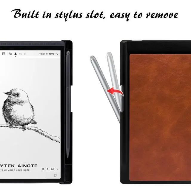 Alt view image 5 of 5 - UMUBUHOMS Case for iFLYTEK AINOTE Air 2 Note-Taking Tablet 8.2", Premium PU Leather Ultra-Slim & Lightweight Durable Protective Folio Cover with Pen Holder Auto Sleep/Wake (Brown)
