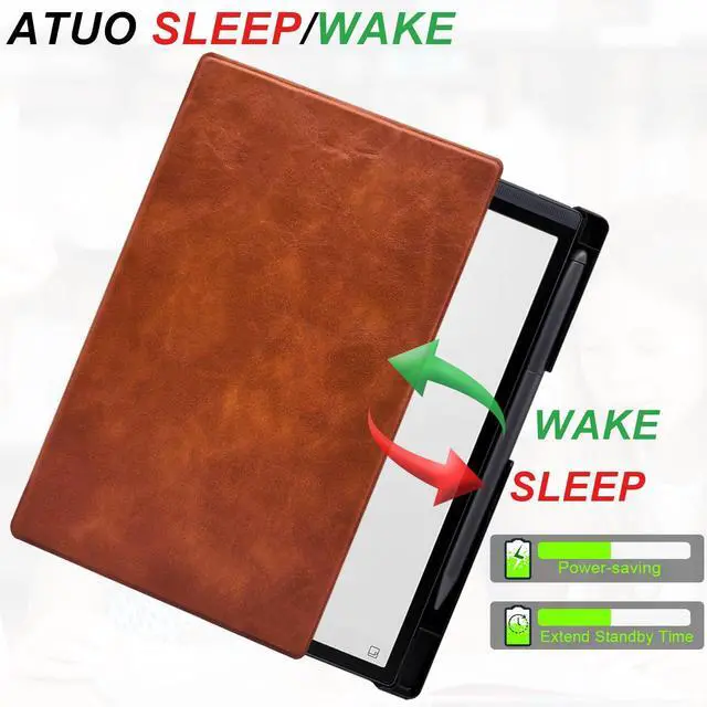 Alt view image 4 of 5 - UMUBUHOMS Case for iFLYTEK AINOTE Air 2 Note-Taking Tablet 8.2", Premium PU Leather Ultra-Slim & Lightweight Durable Protective Folio Cover with Pen Holder Auto Sleep/Wake (Brown)